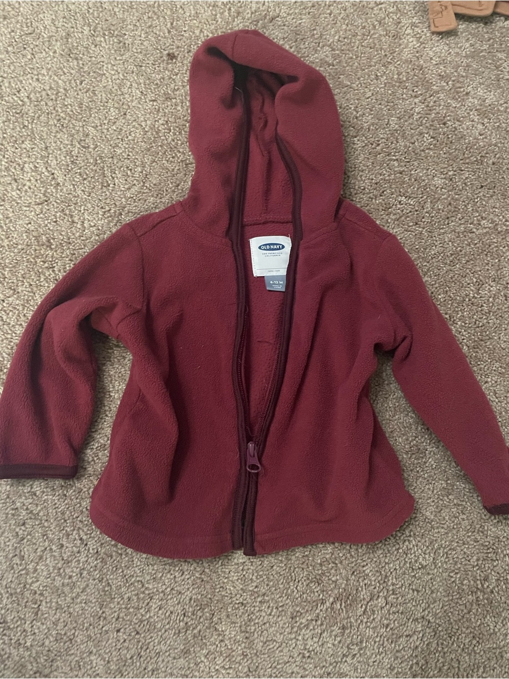Old Navy Girls' Maroon Hooded Fleece Jacket